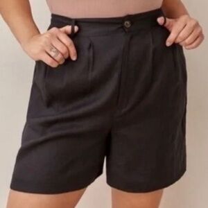 Reformation Black High Waisted Linen Shorts